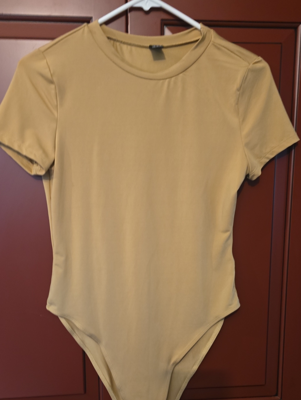 SHEIN Short Sleeve Bodysuit in Tan
